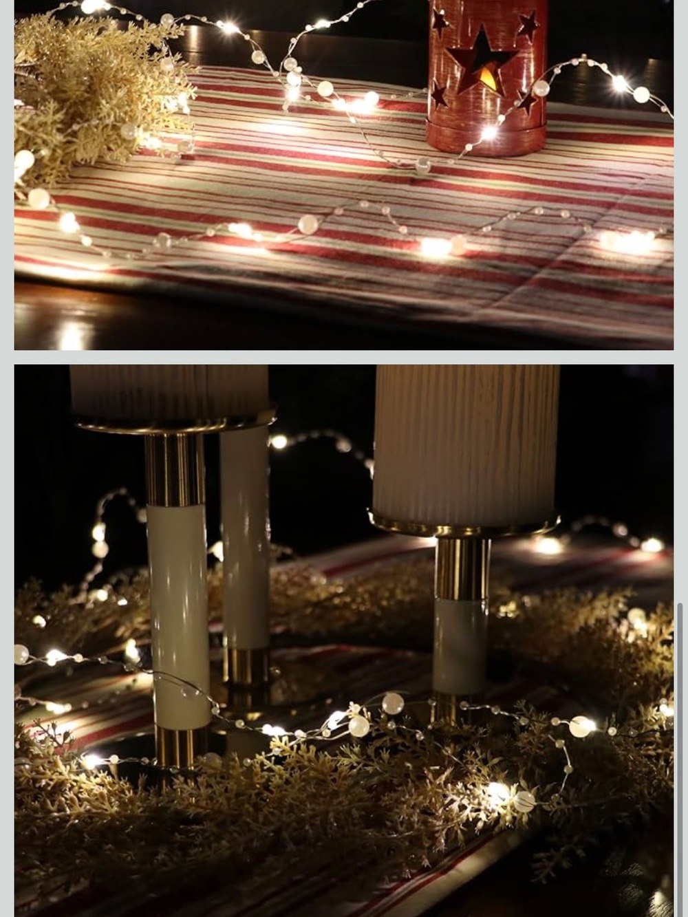 Gold and Pearl Battery String Lights